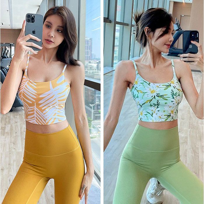 ☆ フラワー4 ☆ Mサイズ ☆ スポーツブラ ヨガウェア カップ付