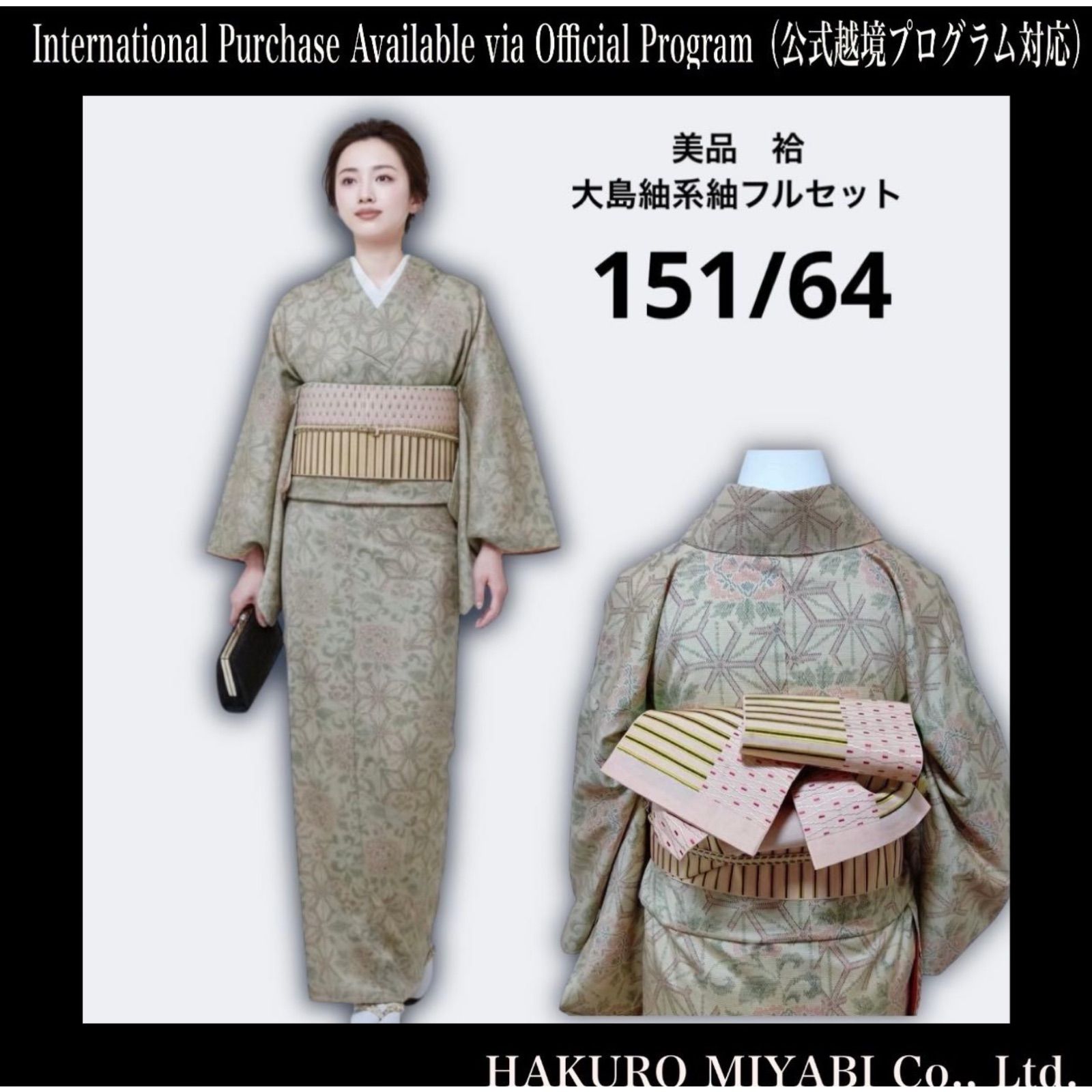 未使用近い 美品 袷 正絹 大島紬系 紬 白紬 小紋 フルセット - メルカリ