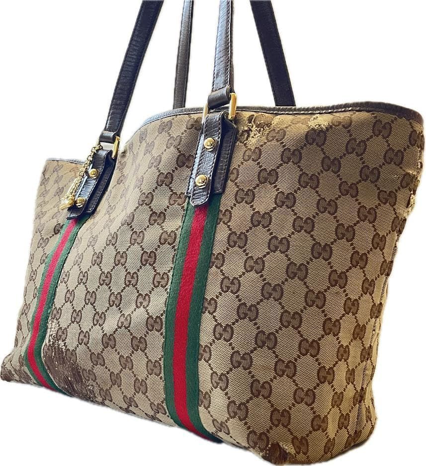 OLD GUCCI グッチ GGキャンバス×レザー ワンショルダーバッグ トート