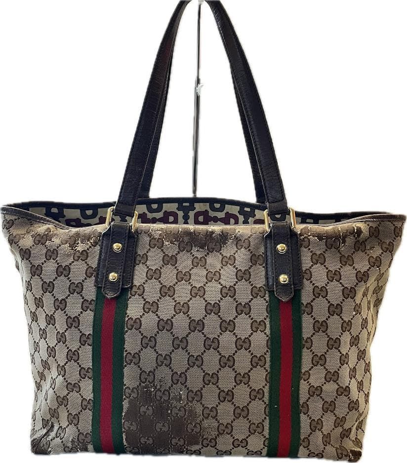 OLD GUCCI グッチ GGキャンバス×レザー ワンショルダーバッグ トート
