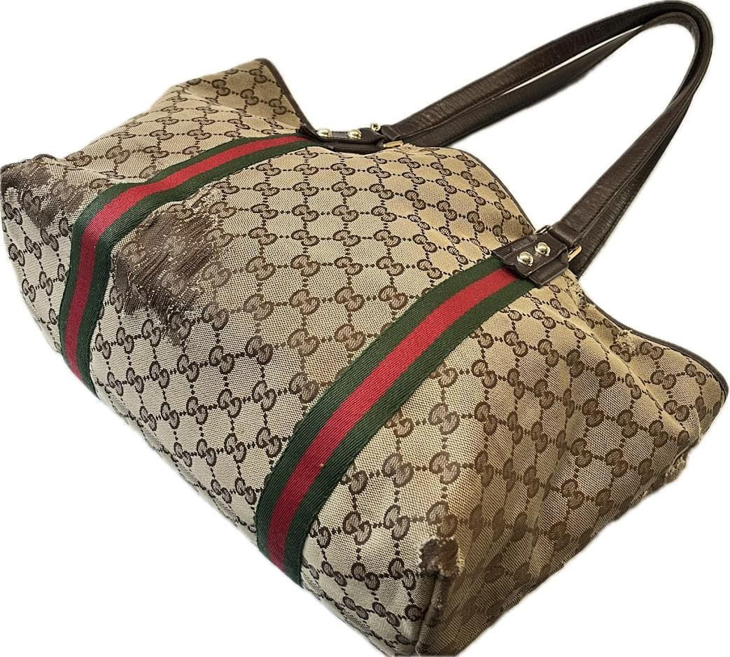 OLD GUCCI グッチ GGキャンバス×レザー ワンショルダーバッグ トート