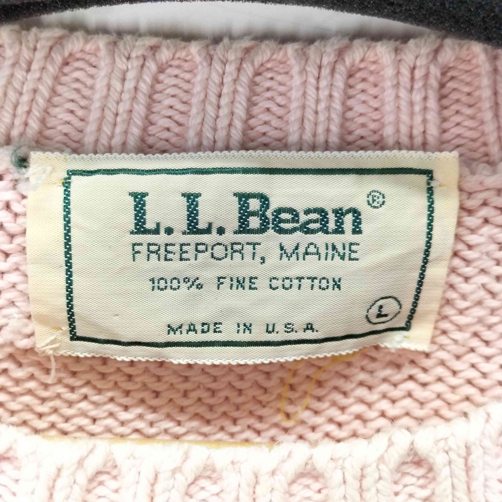 エルエルビーン L.L.Bean 80S USA製 リブ編み クルーネック コットン