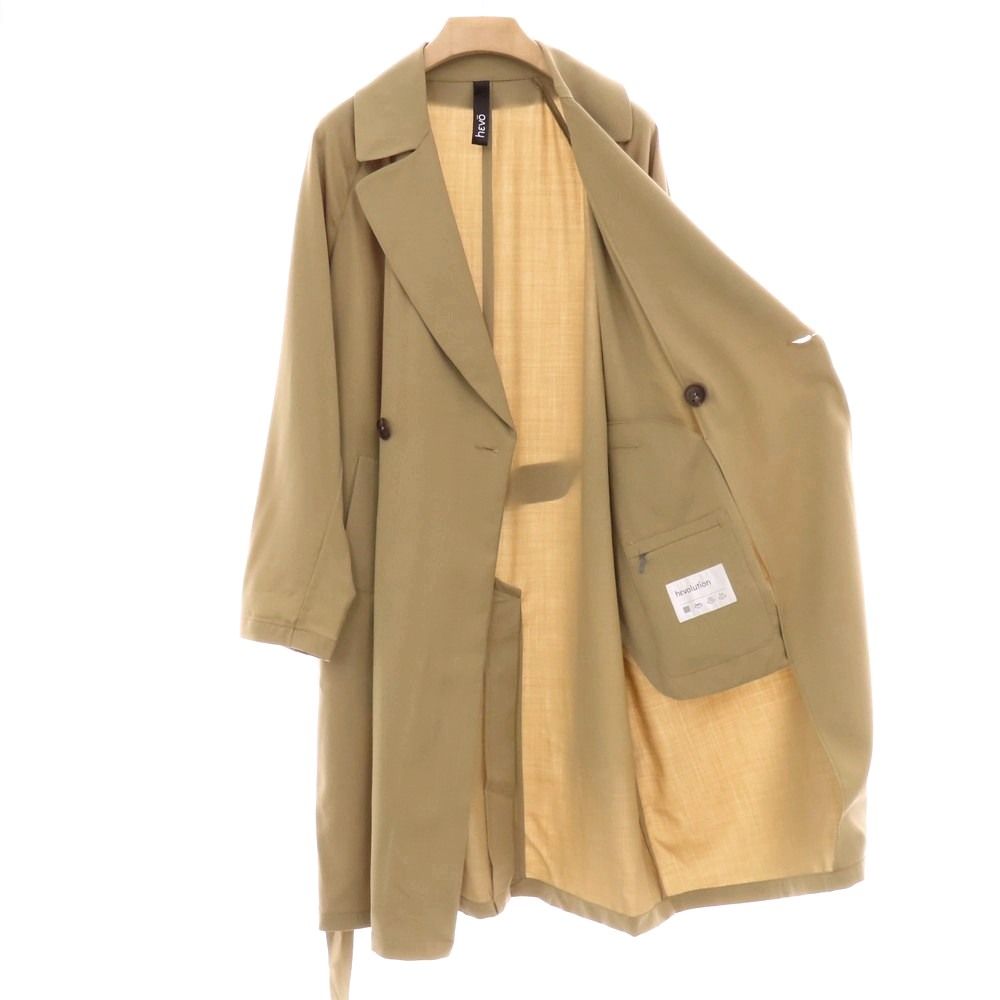 中古】イーヴォ Hevo ウール ダブルブレストコート ベージュ【サイズ46