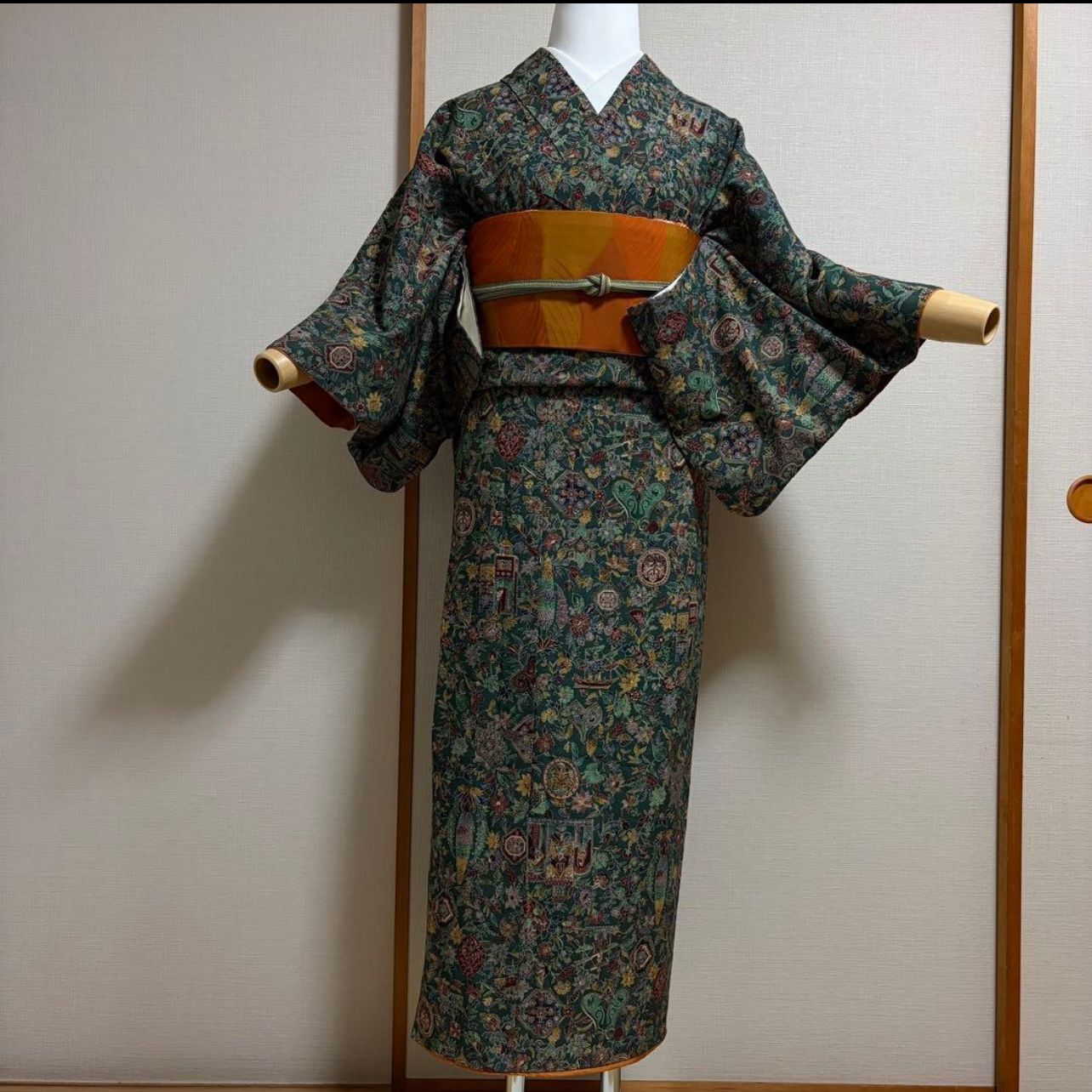 未使用　新品　美品　袷　正絹　結城紬　更紗柄　小紋　フルセット ほぼ美品 袷 正絹 紬 結城紬風 江戸更紗 小紋 フルセット - メルカリ