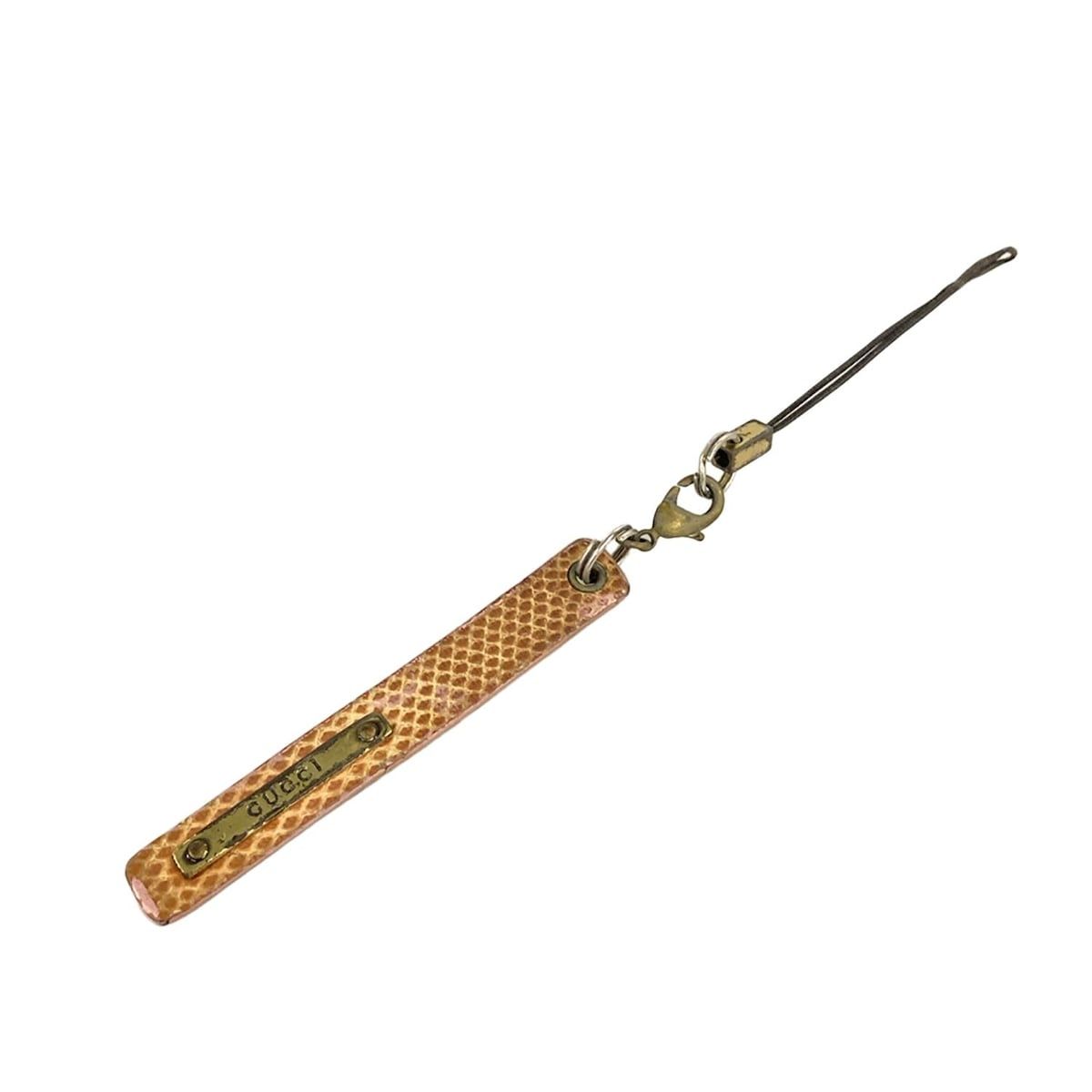 GUCCI(グッチ) 携帯ストラップ - ブラウン 型押し加工 レザー - メルカリ