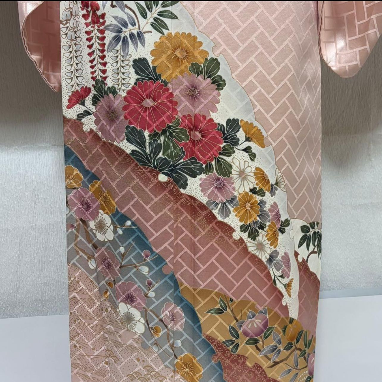 未使用近い 美品 袷 正絹 友禅 訪問着 フルセット 身丈162 裄丈68.5