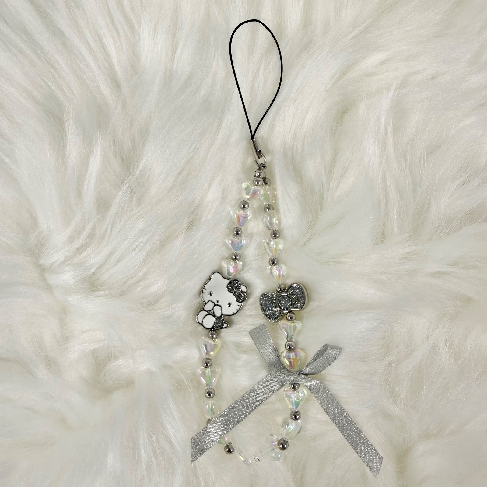 レア‼️キラキラピカピカKitty ジュエリーストラップ シルバー キティ