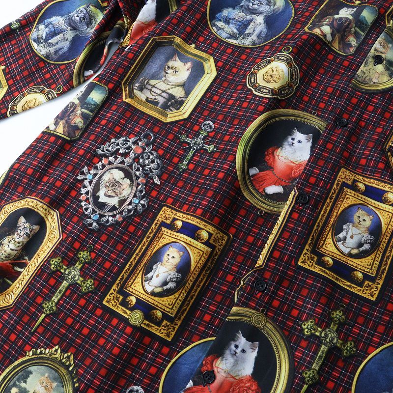 美品 2024SS ロイスクレヨン アンドエルシー Lois CRAYON &amp;ellecy 猫刺繍Tシャツ M/レッド 半袖 ハイネック カットソー【2400014463323】 極美品 2024SS ロイスクレヨン アンドエルシー Lois CRAYON &ellecy 猫