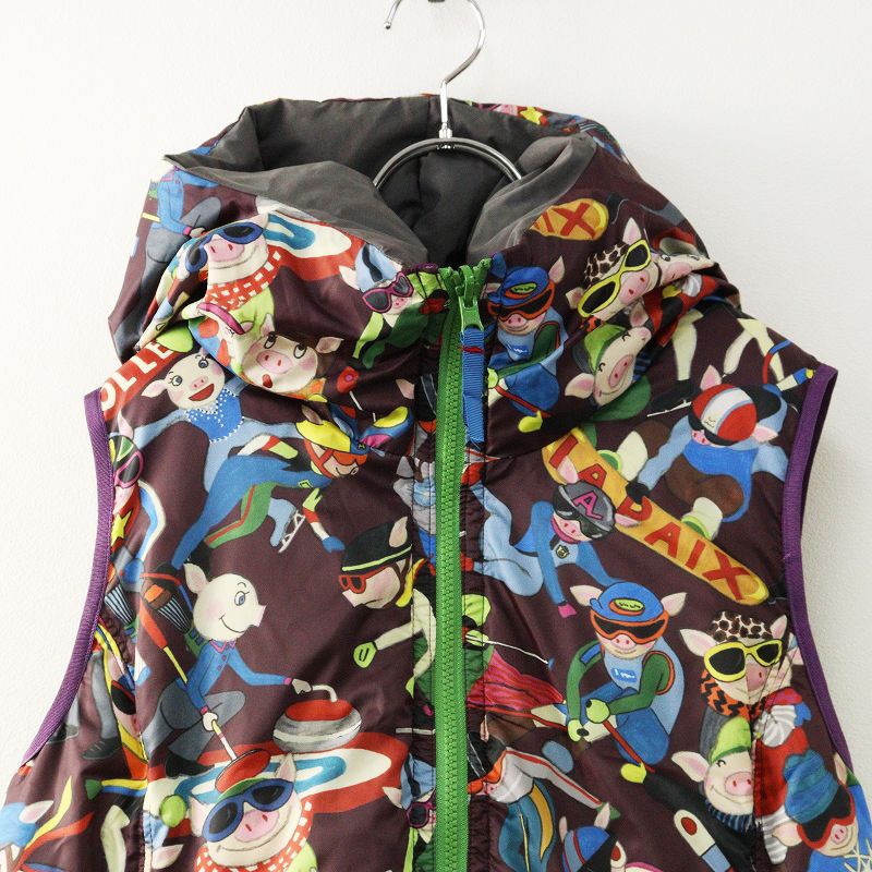 アルベロベロ ブタさん 花柄 リバーシブル ダウンベスト アルベロベロ