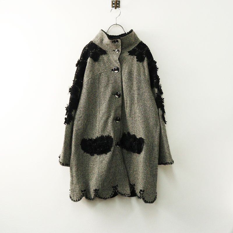 アルベロベロ★オレボレブラ⬛︎ウールコート⬛︎総柄⬛︎ぶた⬛︎フーディー⬛︎フード⬛︎個性的 美品】アルベロベロ コート ロングカーディガン ぶた刺繍 ブラウン