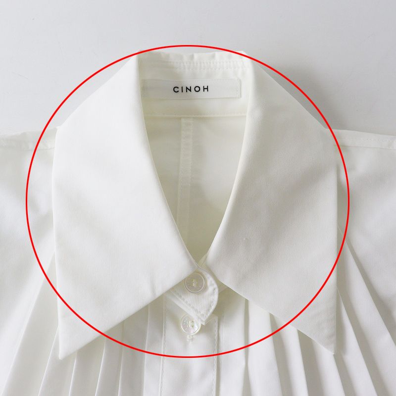 2024SS チノ CINOH スーピマコットン プリーツ シャツ PLEATS SHIRT 36｜ホワイト トップス 長袖 ブラウス 【2400014679632】 2024SS チノ CINOH スーピマコットン プリーツ シャツ PLEATS SHIRT 36