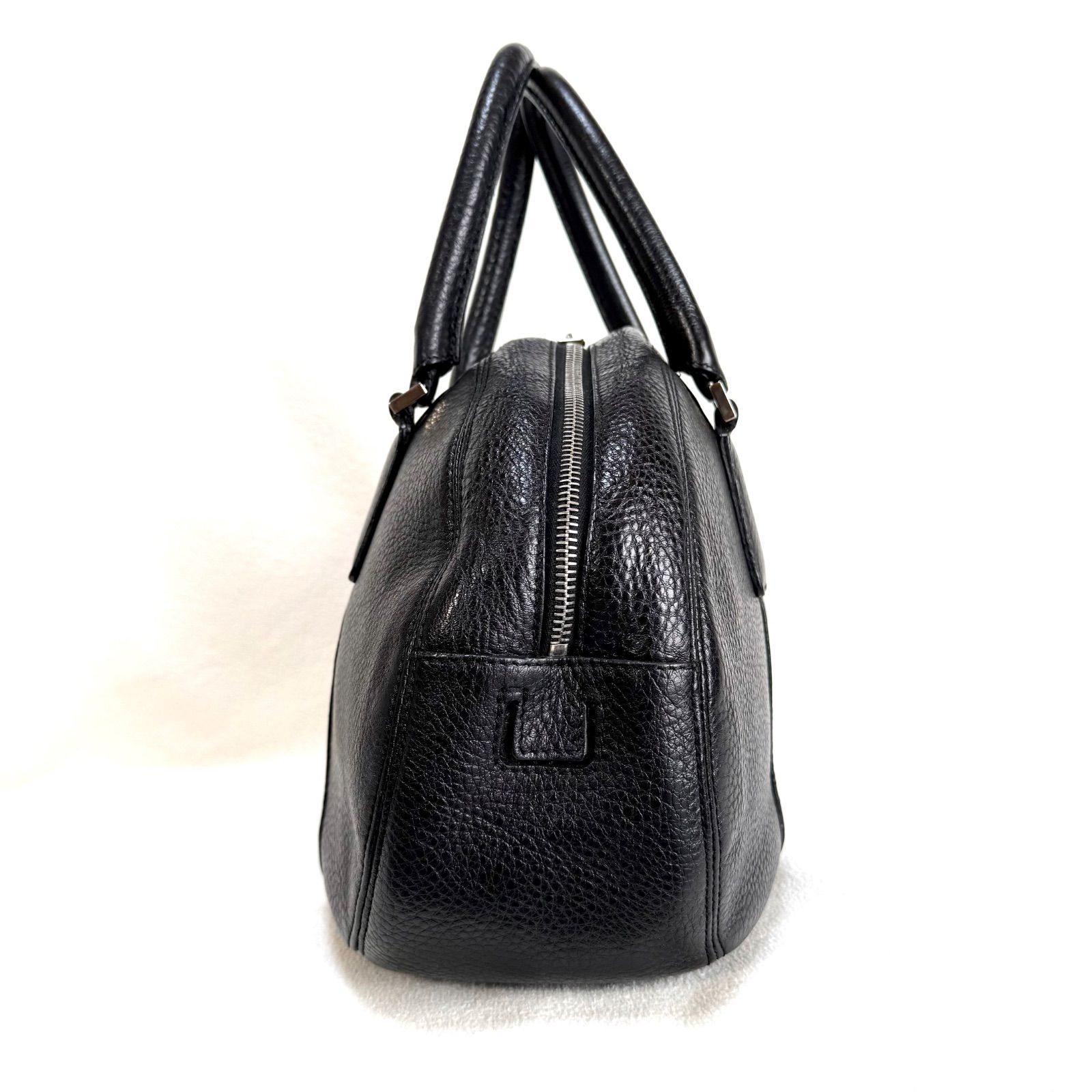 極美品・ブラック✨ヒロフ シボレザー ボストンバッグ ハンドバッグ H