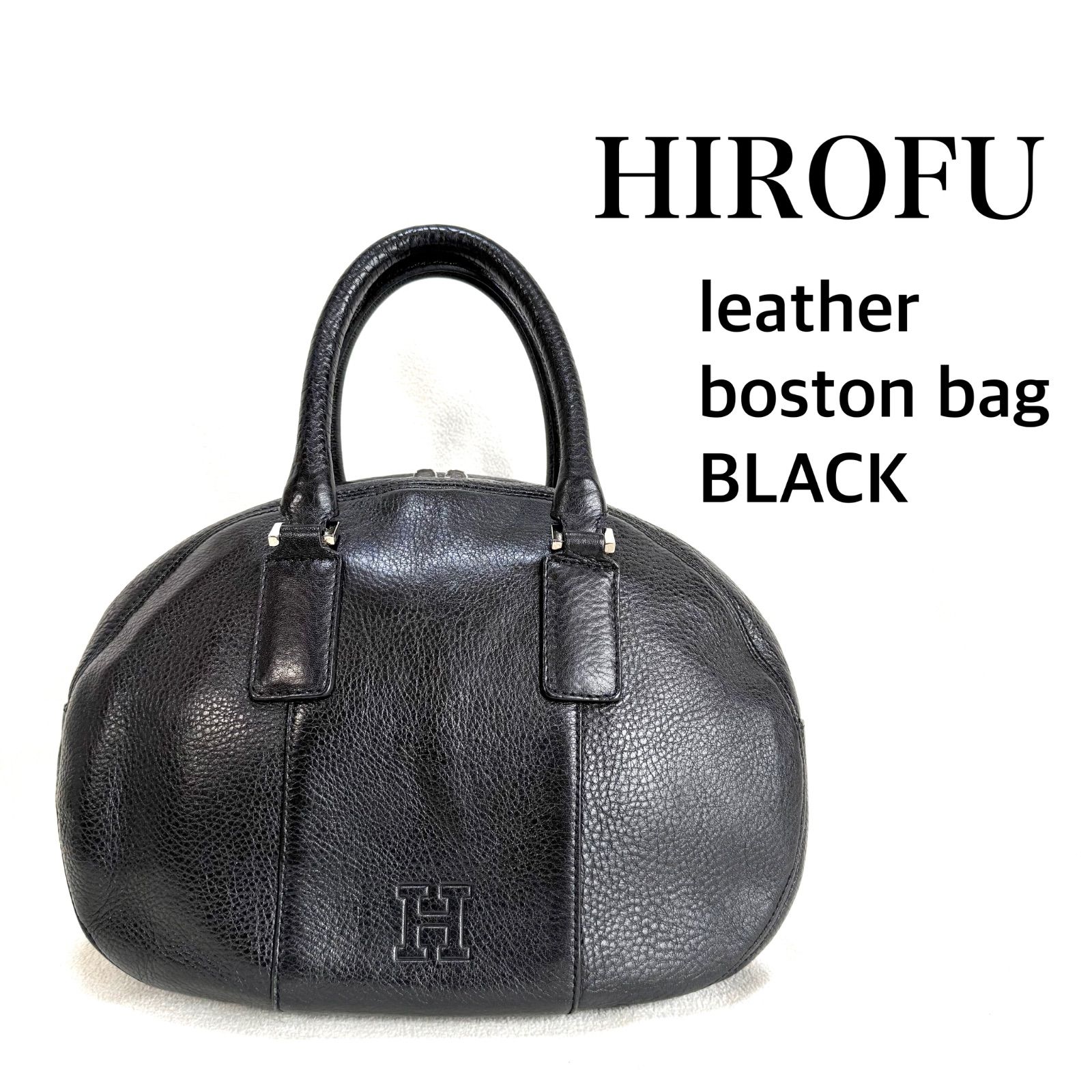 極美品・ブラック✨ヒロフ シボレザー ボストンバッグ ハンドバッグ H