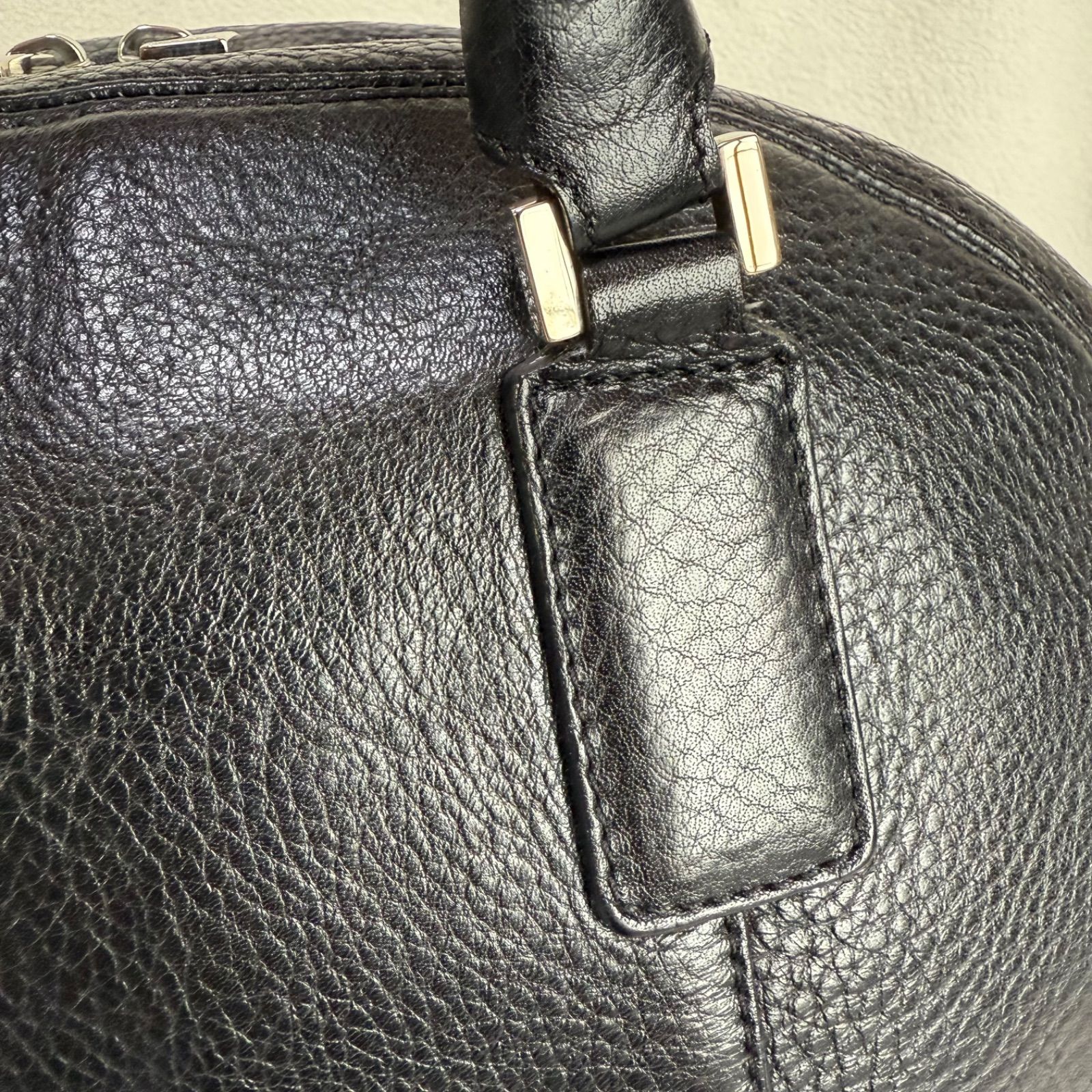 極美品・ブラック✨ヒロフ シボレザー ボストンバッグ ハンドバッグ H