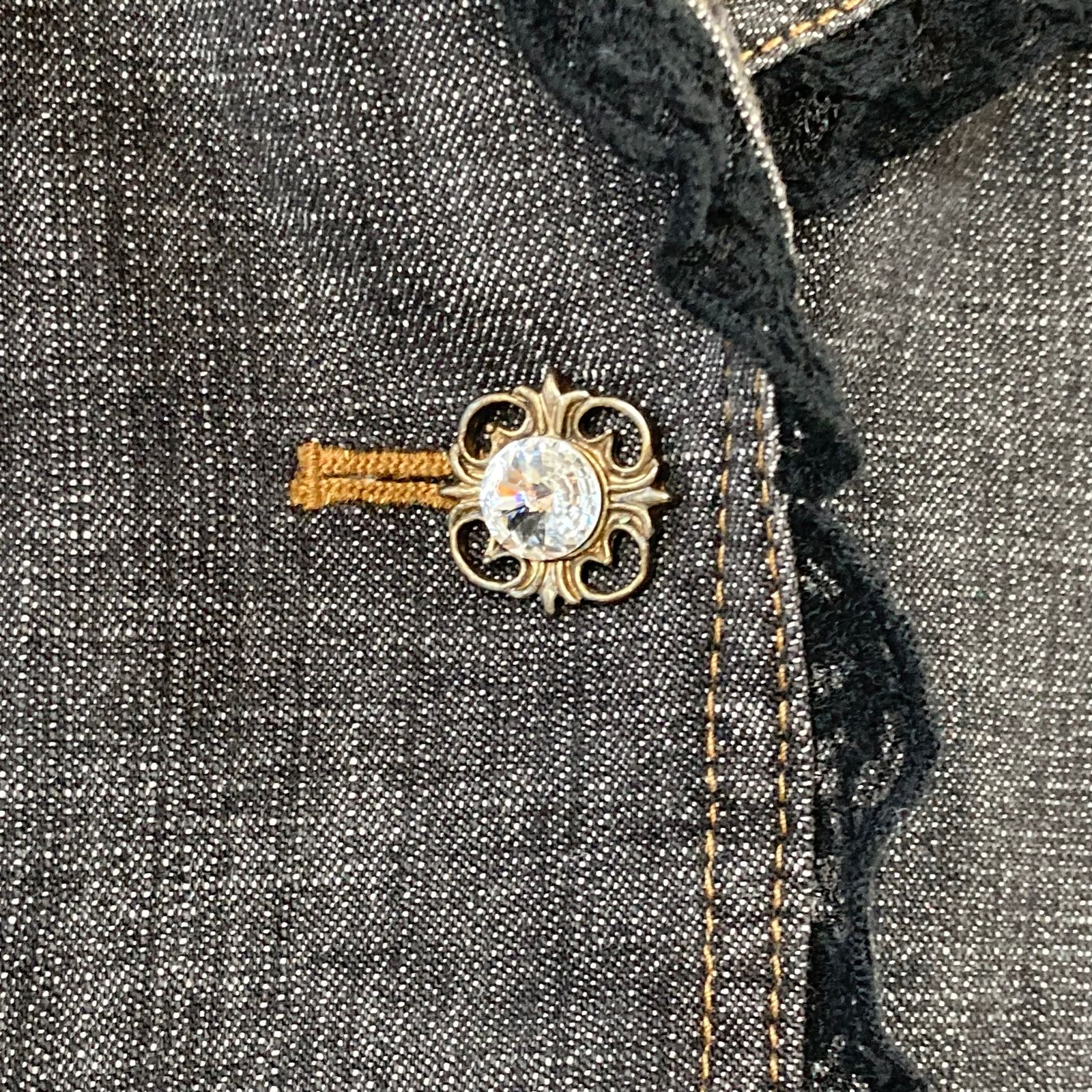 OZZ ANGELO デニムジャケット　レース　y2k フェアリーグランジ セシカ】デニムジャケット Gジャン 黒 40 L C'est ChiC'a ビジュー