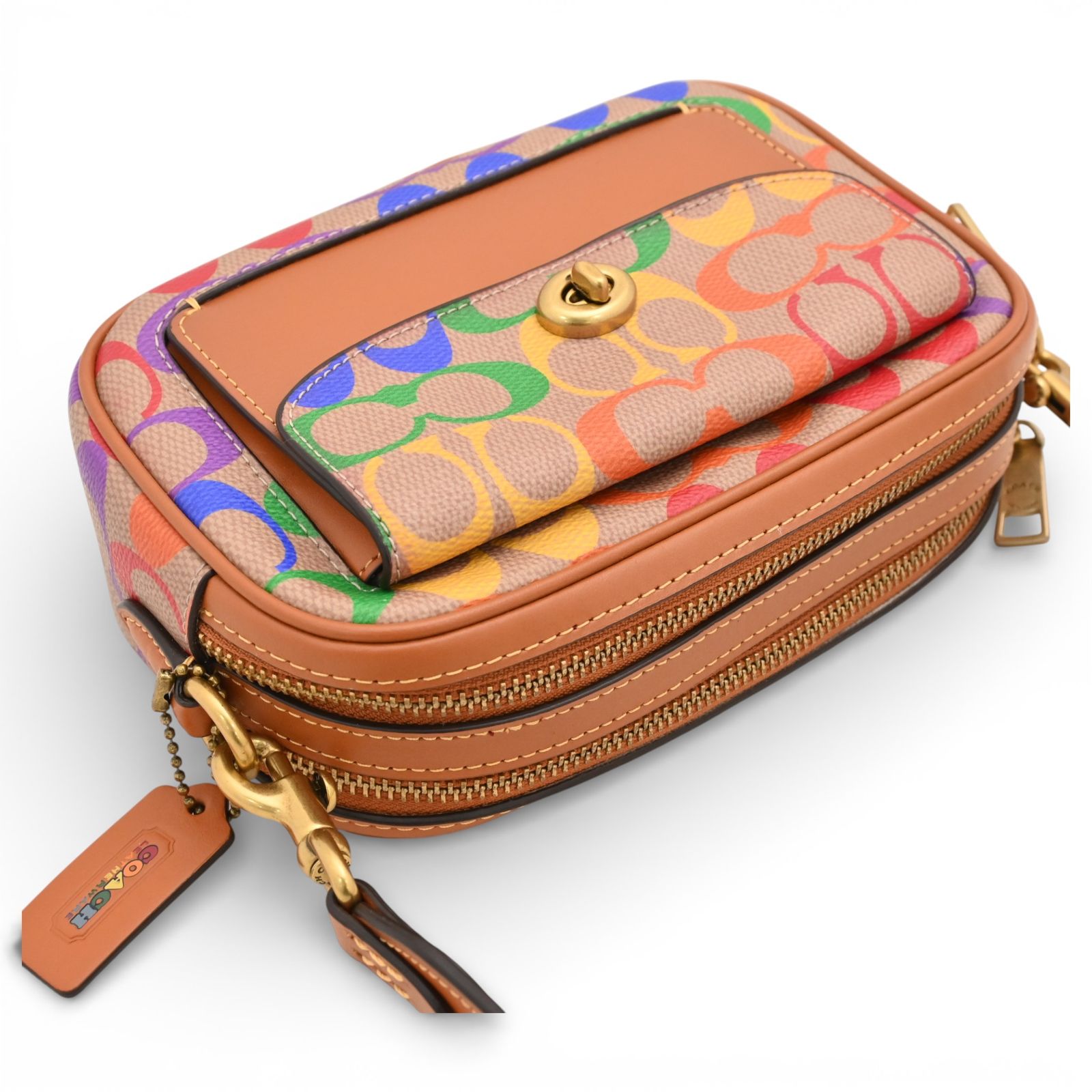 コーチ ウィロウ ロゴ ショルダーバッグ レインボー Bランク co1010cc  