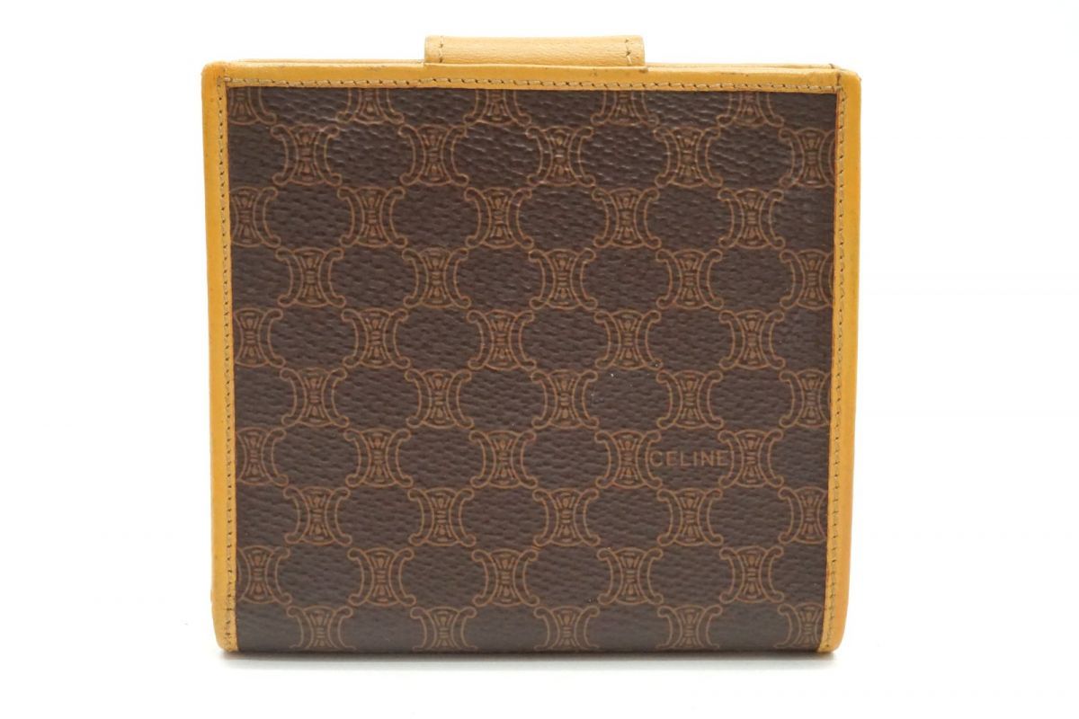セリーヌ ヴィンテージ 二つ折り 財布 トリオンフロゴ マカダム Unisex