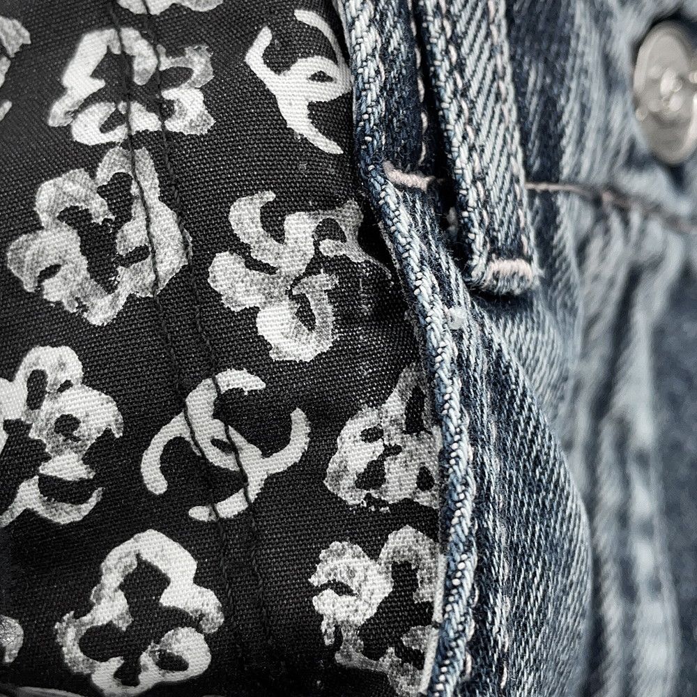 シャネル パンツ カメリア プリント ウォッシュド デニムパンツ