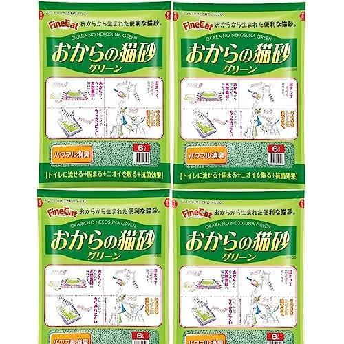常陸化工 FineCat おからの猫砂 グリーン 6L 4袋入 [ケース品]