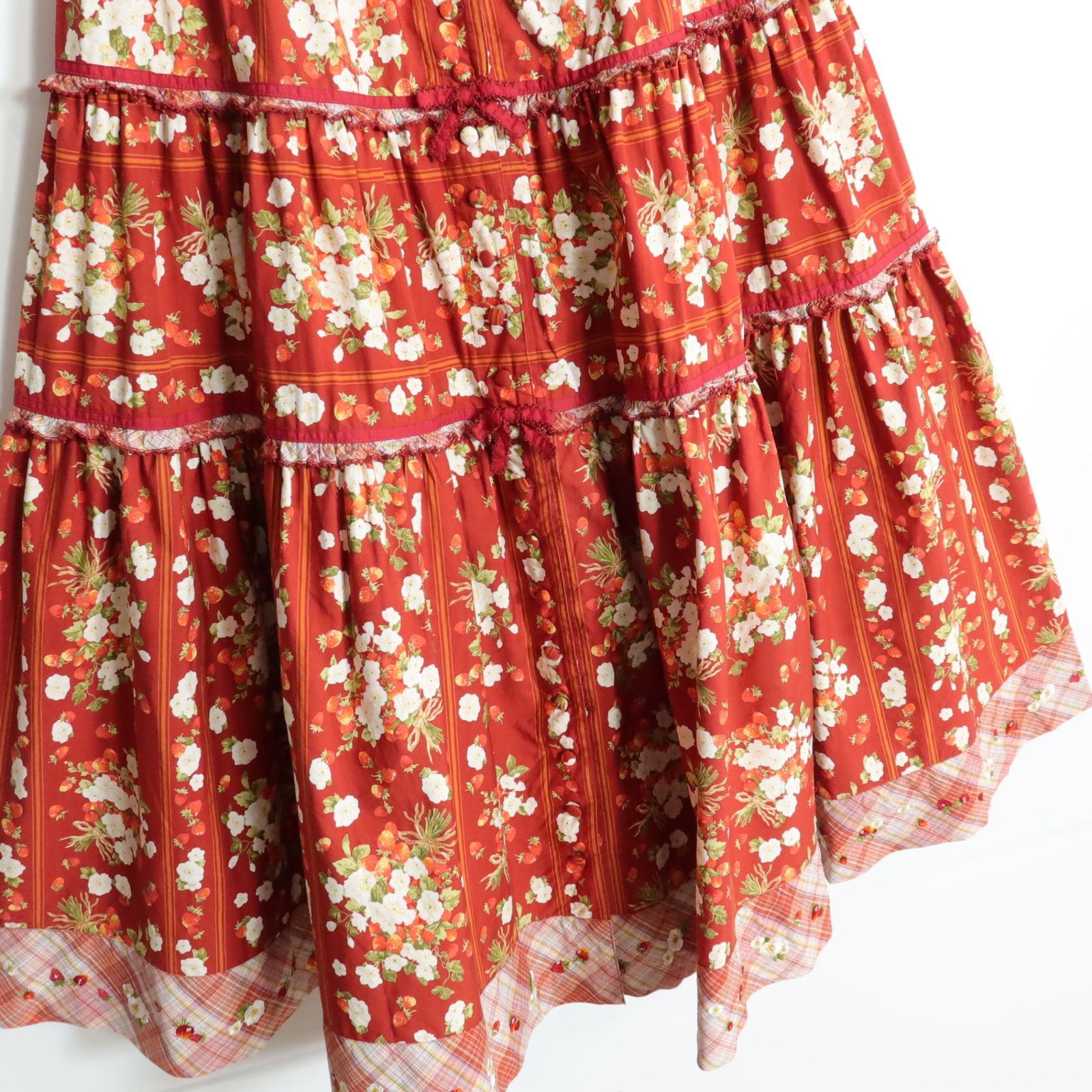 美品】ピンクハウス☆パッチワーク♪イチゴ&オリチェpt♪ギャザー  