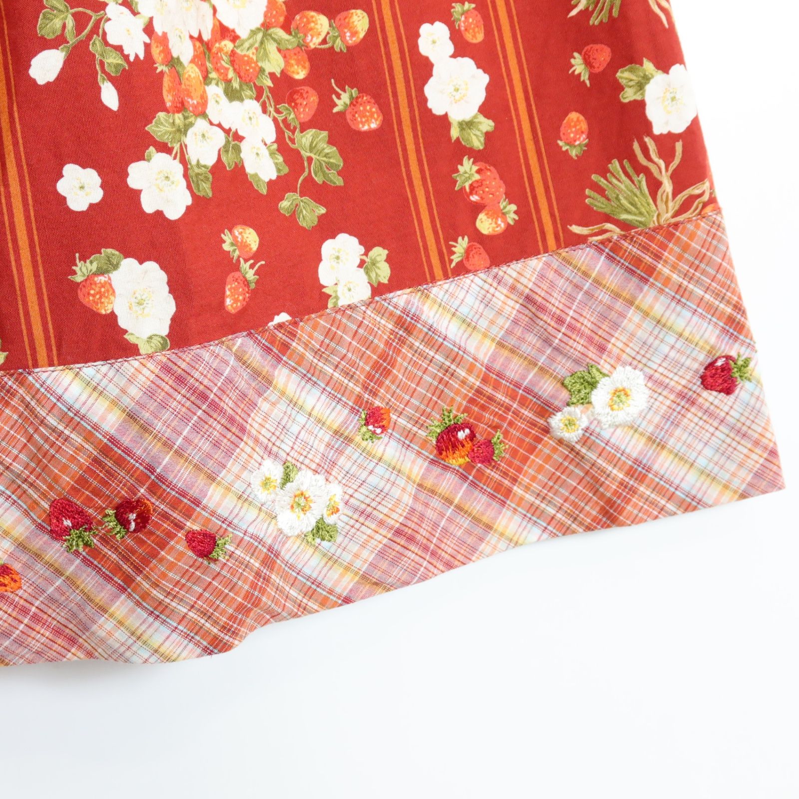 美品】ピンクハウス☆パッチワーク♪イチゴ&オリチェpt♪ギャザー  