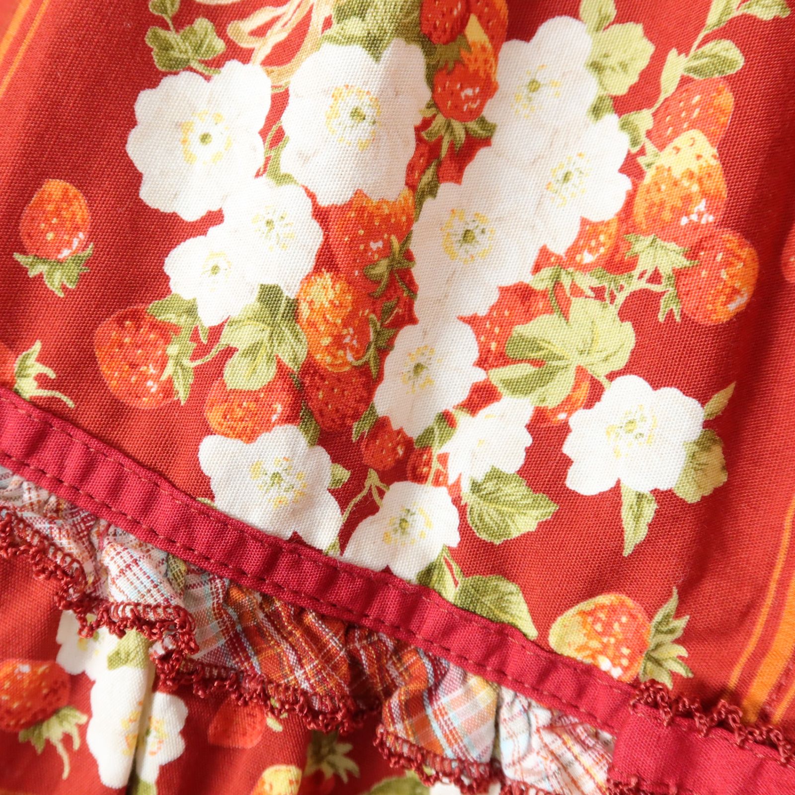 美品】ピンクハウス☆パッチワーク♪イチゴ&オリチェpt♪ギャザー  