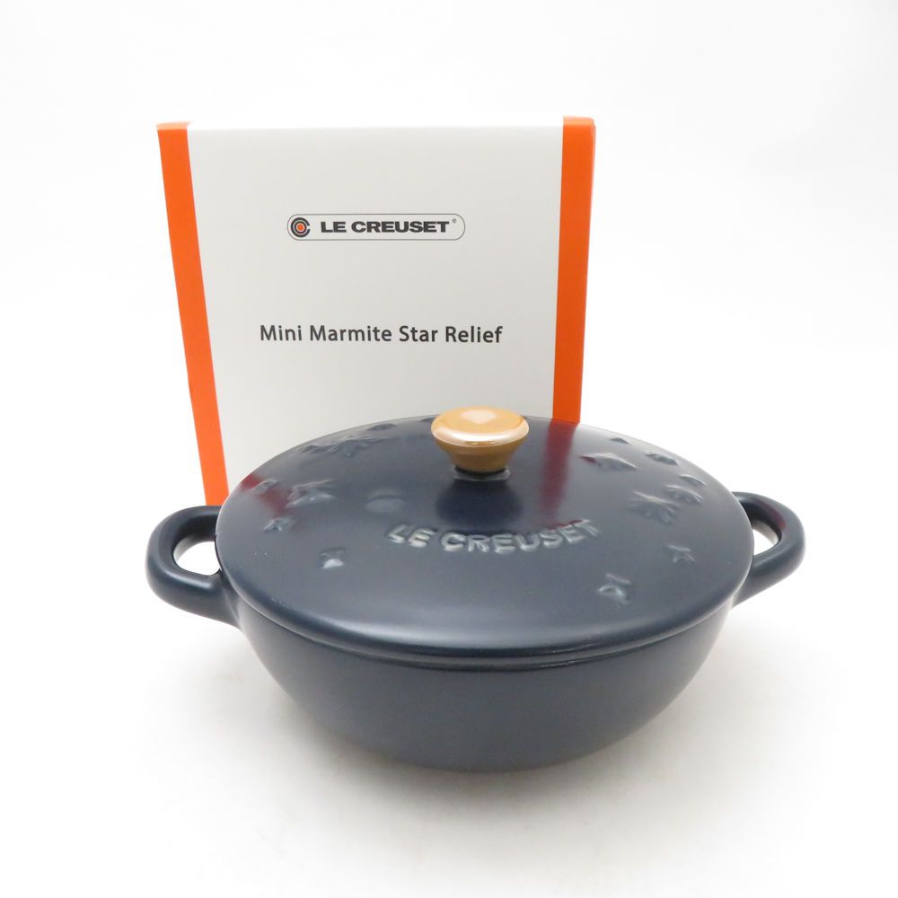 新品未使用　ルクルーゼ☆スターレリーフ ミニマルミット　ネイビー&コットン ル・クルーゼ LE CREUSET *スターレリーフミニマルミット*紺ネイビー