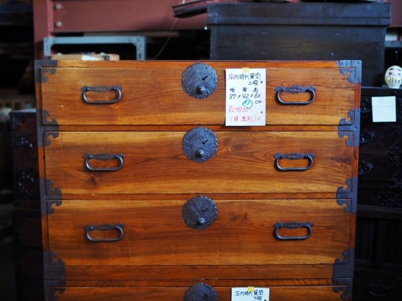 前欅庄内時代箪笥上段 大正時代 古録展 送料無料 中古 品番S109151