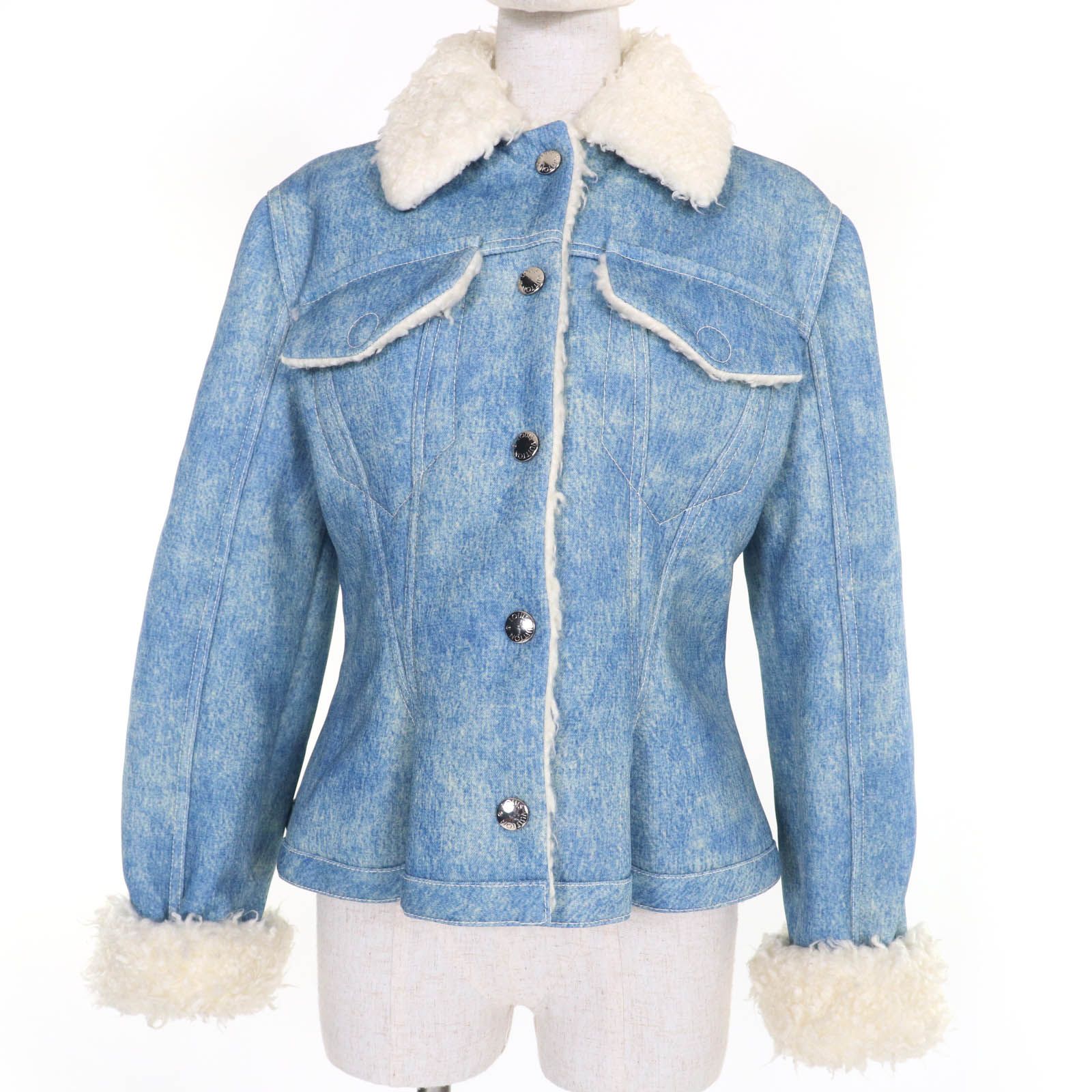 美品☆LOUIS VUITTON ルイヴィトン ロゴボタン デニム転写 ショート丈  