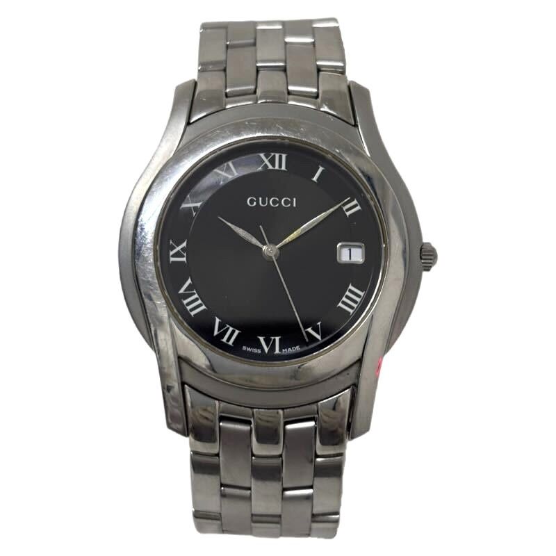 GUCCI グッチ メンズ腕時計 5500M クオーツ ブラック文字盤 未稼働品