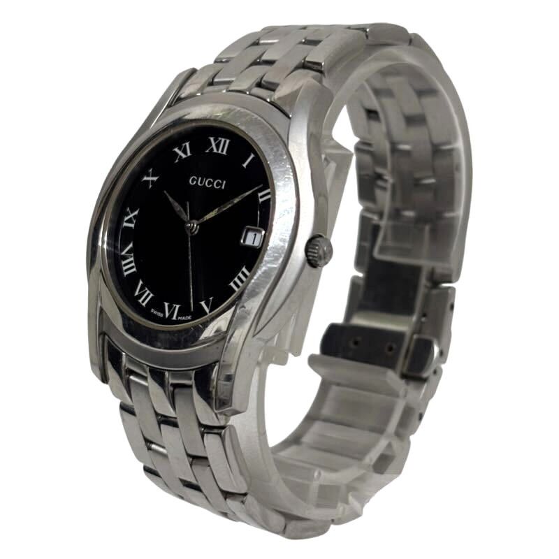 GUCCI グッチ メンズ腕時計 5500M クオーツ ブラック文字盤 未稼働品