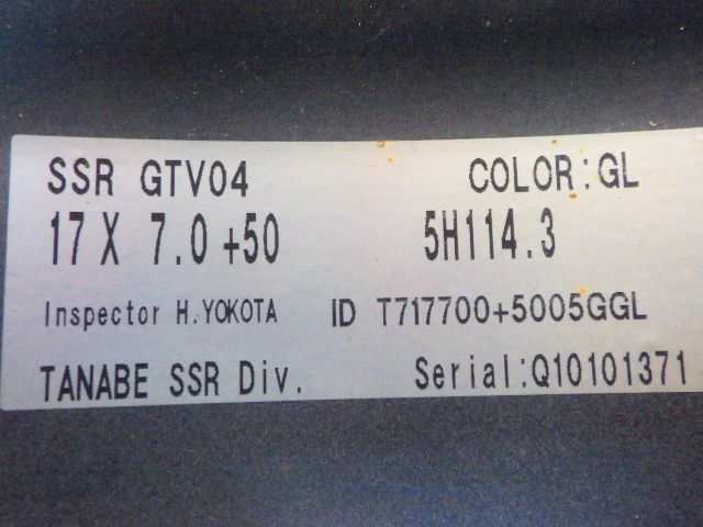 3347】A送料無料△SSR GTV04△17x7.0J 5穴 114.3 +50△4本 26100245