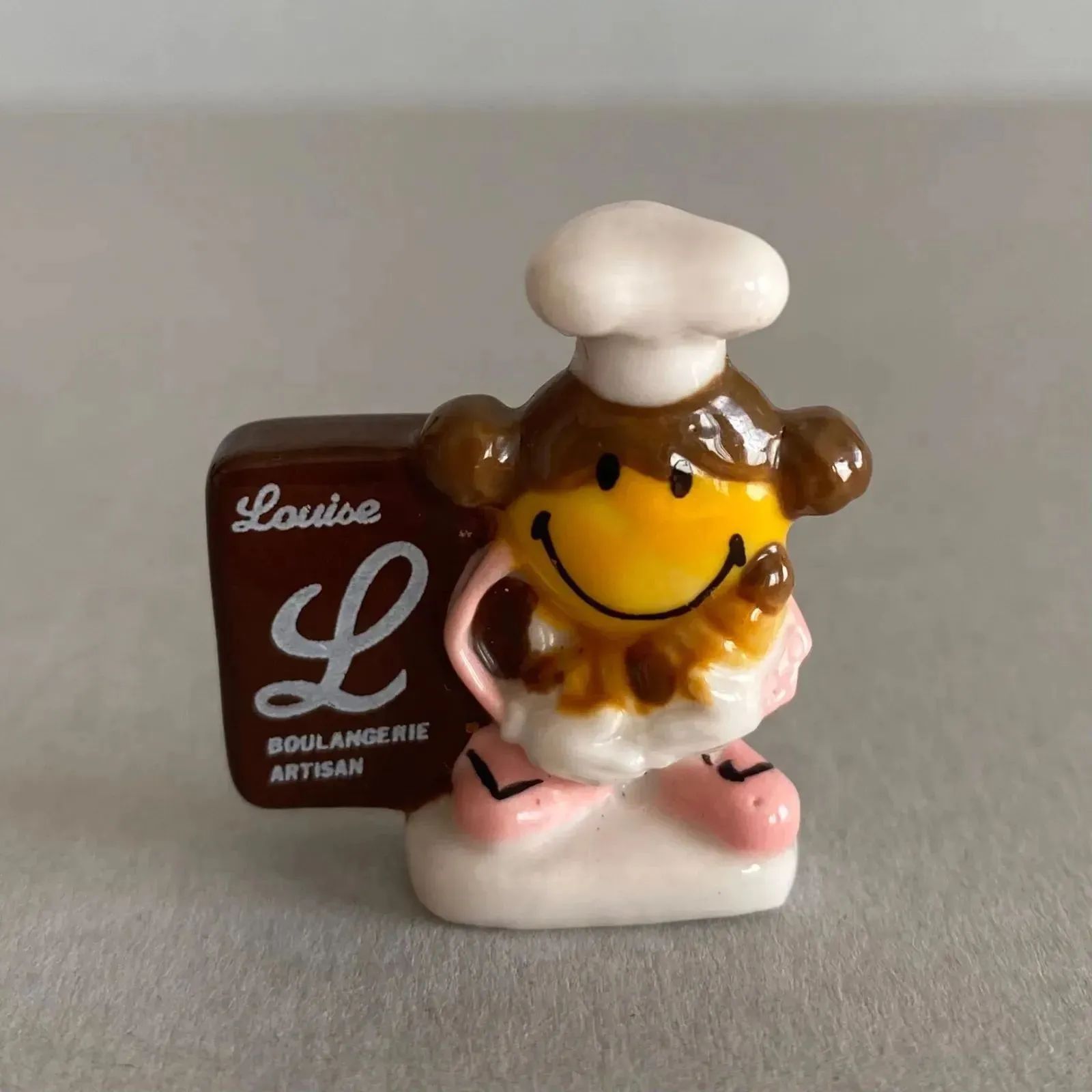 パン職人スマイリーのフェーブ／フランス雑貨／陶器ミニチュア
