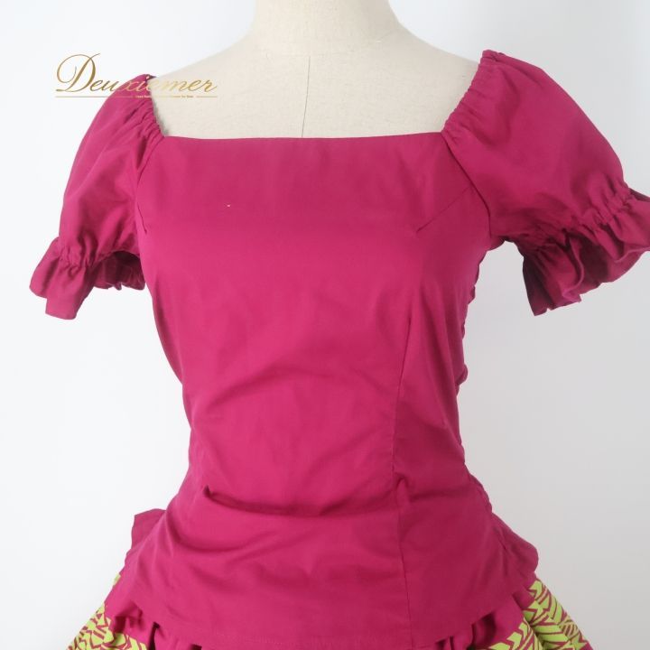 【美品 フラダンス用衣装】パープル×ピンク ALOHA STANDARDS ④ フラダンス 衣装 ツーピース セットアップ 上下セット パープル系