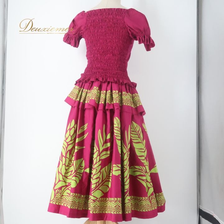 フラダンス 衣装 ツーピース セットアップ 上下セット パープル系