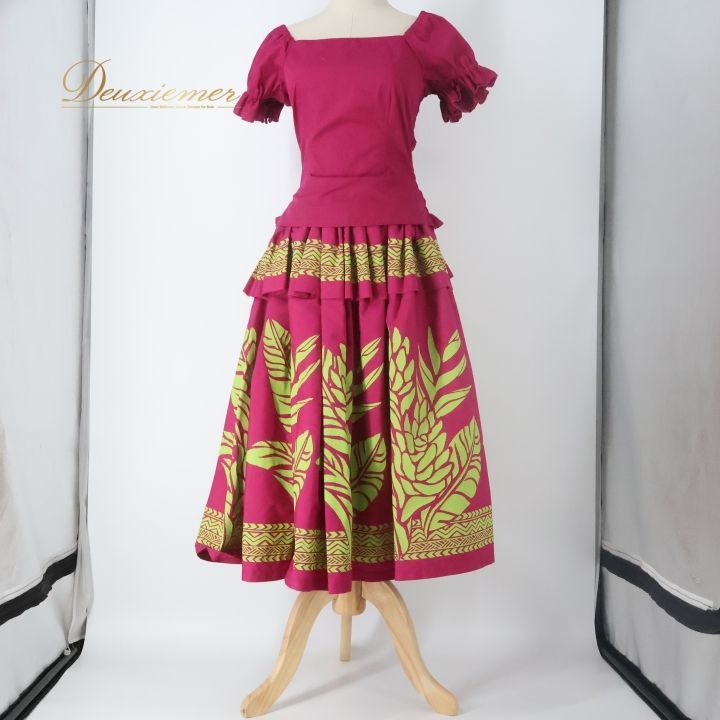 フラダンス 衣装 ツーピース セットアップ 上下セット パープル系