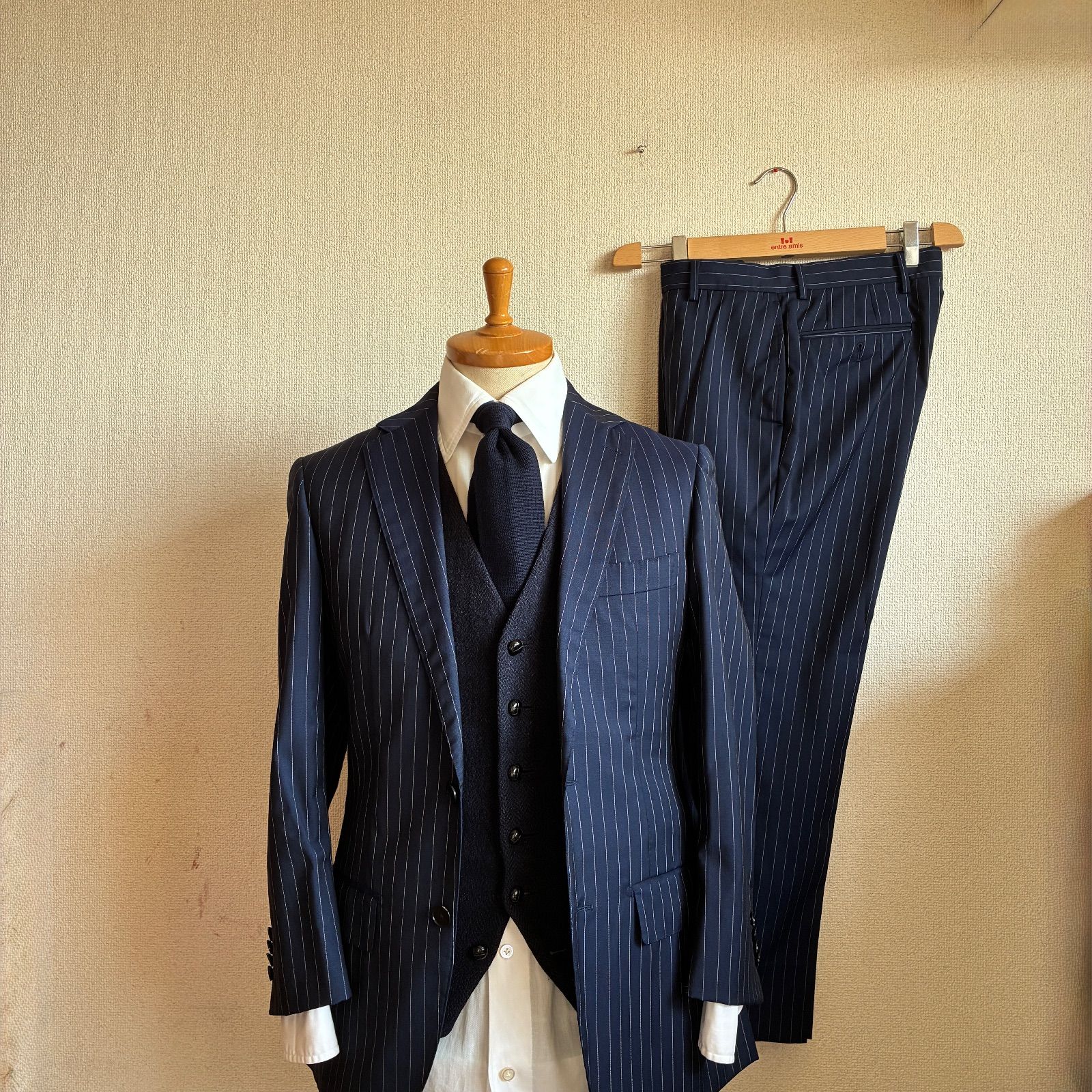 【極美品】エディフィス★EDIFICE★ロロピアーナSuper120’Sスーツ 美品☆エディフィス ロロピアーナ スーパー120 セットアップ スーツ 黒