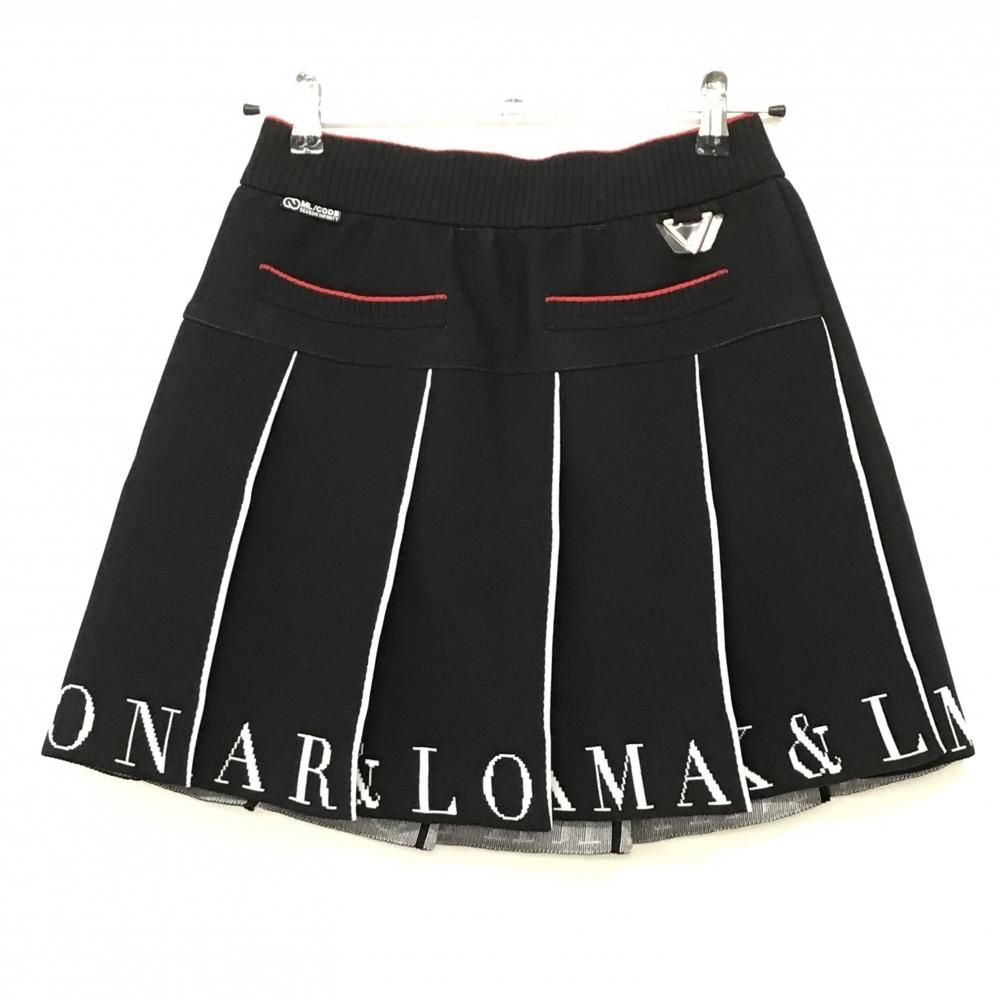 新品】マークアンドロナ ニットスカート 黒×白 プリーツ 裾ロゴ