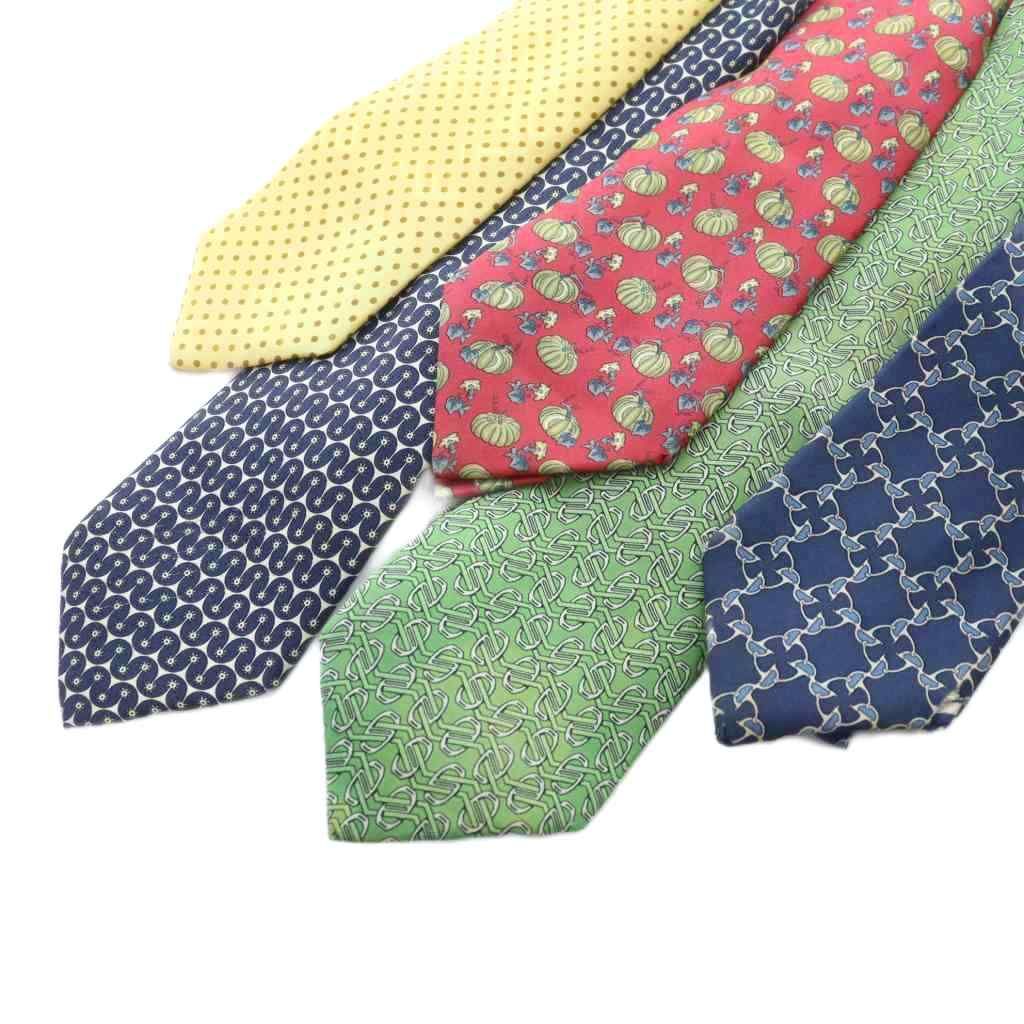 エルメス　ネクタイ5本セット エルメス HERMES ネクタイ 5本セット レギュラータイ 絹 シルク ロゴ