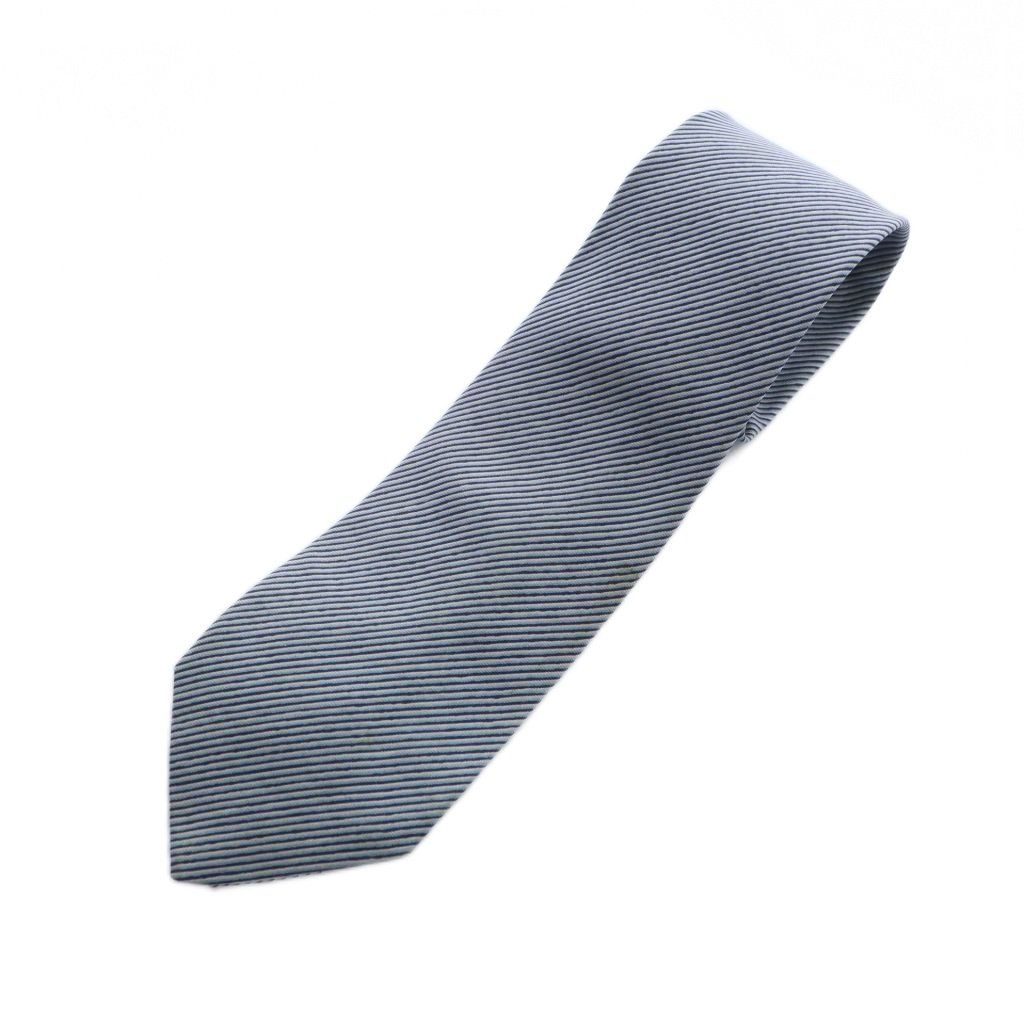 エルメス HERMES ネクタイ 絹 シルク ストライプ柄 レギュラータイ