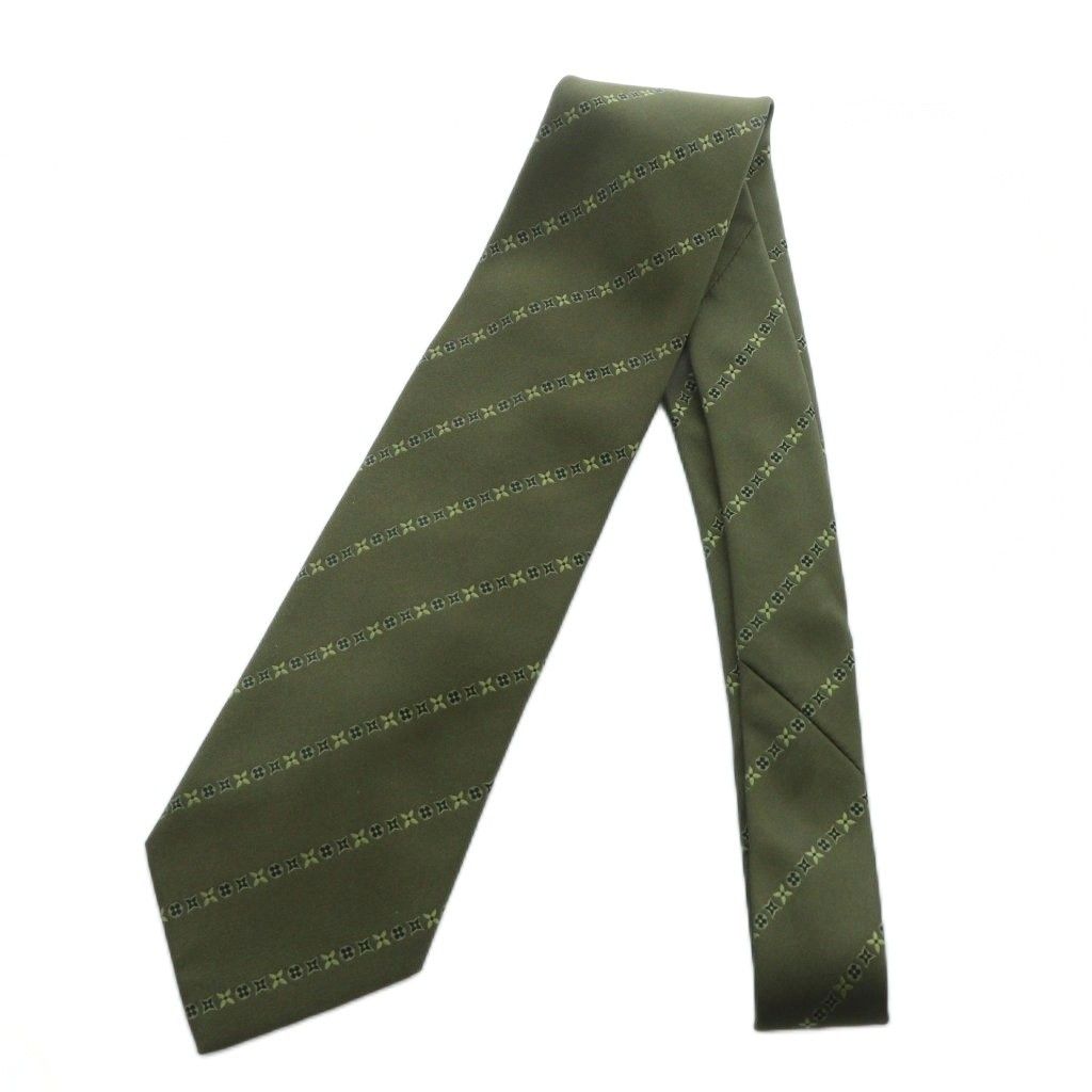 美品 LOUIS VUITTON ジャガード モノグラム ネクタイ グリーン 緑 ルイヴィトン LOUIS VUITTON ネクタイ レギュラータイ 絹 シルク