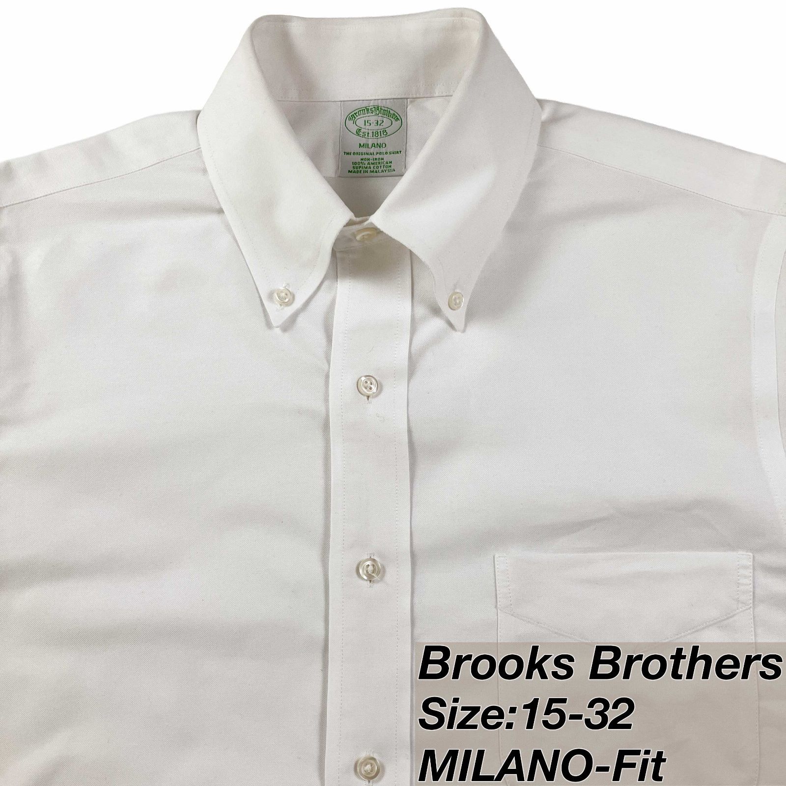 ブルックスブラザーズ 白 ボタンダウンシャツ 15h 32 USA製 ブルックス