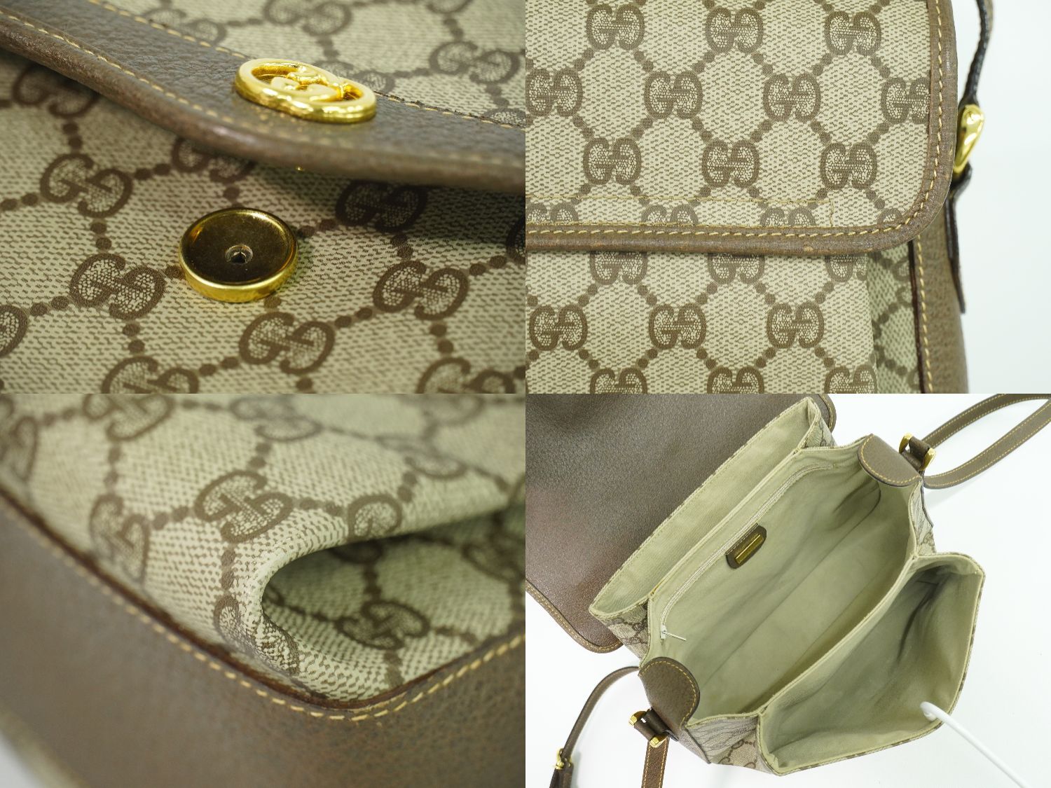 本物 グッチ GUCCI オールドグッチ GGスプリーム ショルダーバッグ ポシェット ベージュ ブラウン バッグ 中古・ 本物 グッチ GUCCI オールドグッチ GGスプリーム ショルダーバッグ