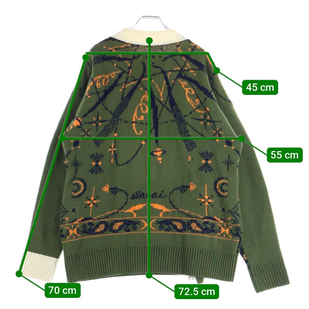 sacai dr.woo サイドジップニット　19SS Sacai (サカイ) 20AW ×Dr.Woo ドクターウ 総柄 ジップアップ クルー