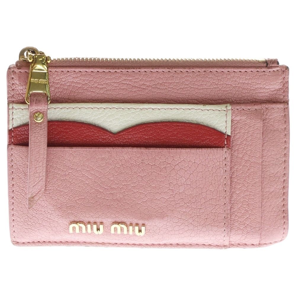 miumiu (ミュウミュウ) ジップ コインケース ピンク レザー - メルカリ