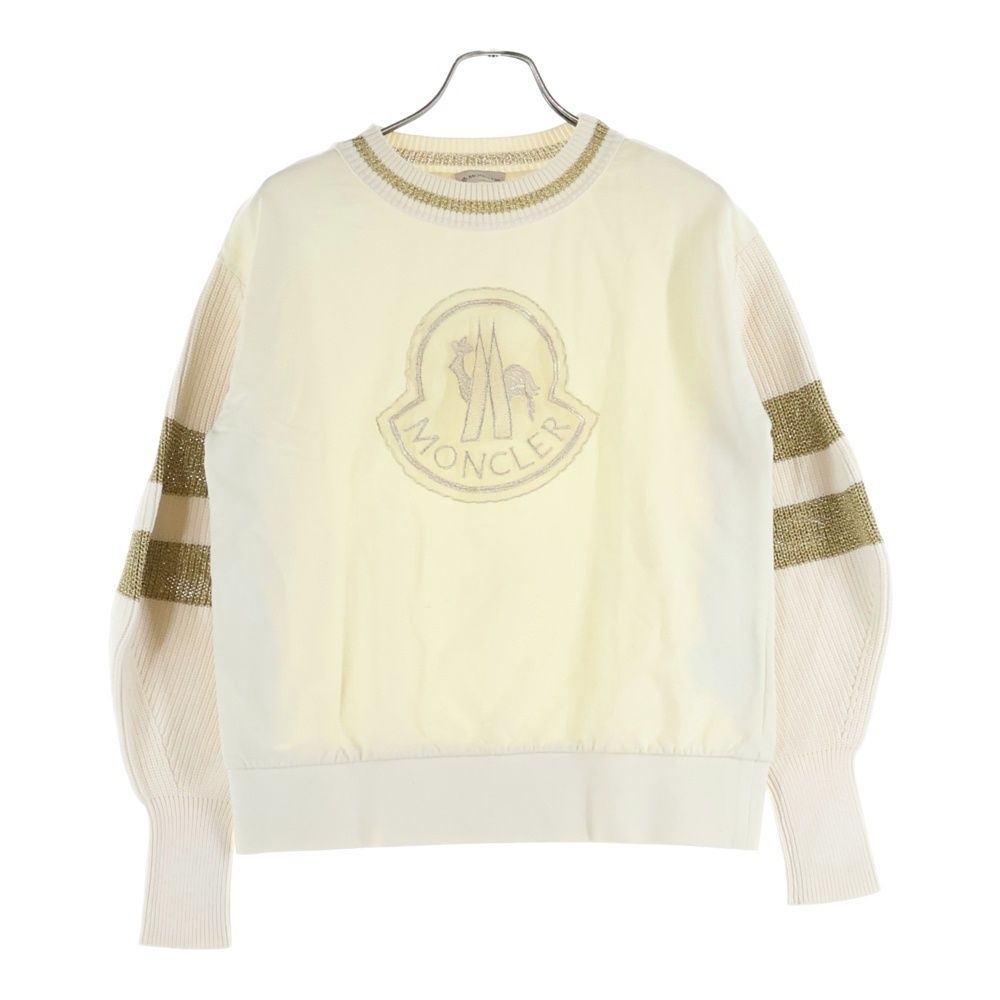 MONCLER (モンクレール) ロゴ刺繍 ニット切替 クルーネックスウェット