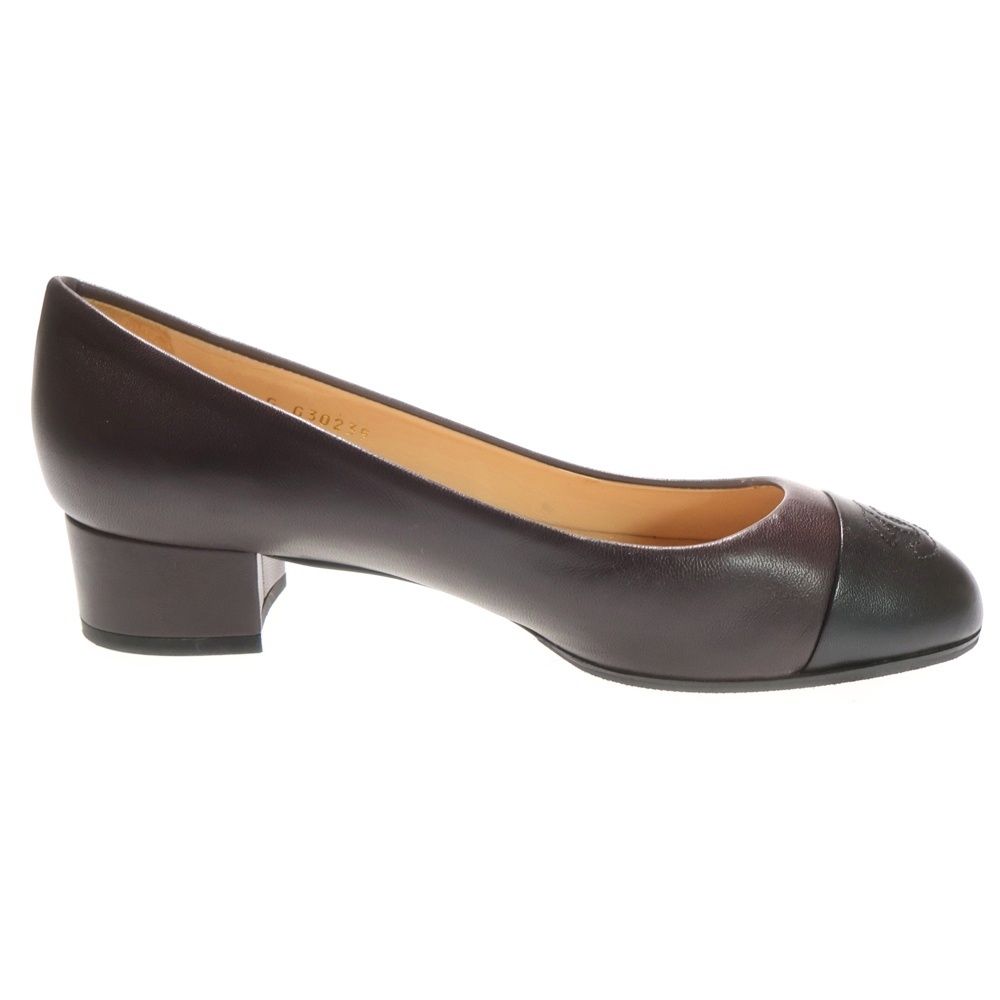 美品　CHANEL ブラック ヒールパンプス　ココマーク　レザー　23.5㎝ CHANEL（シャネル） パンプス ラムスキン ブラック 靴 レディース ココ