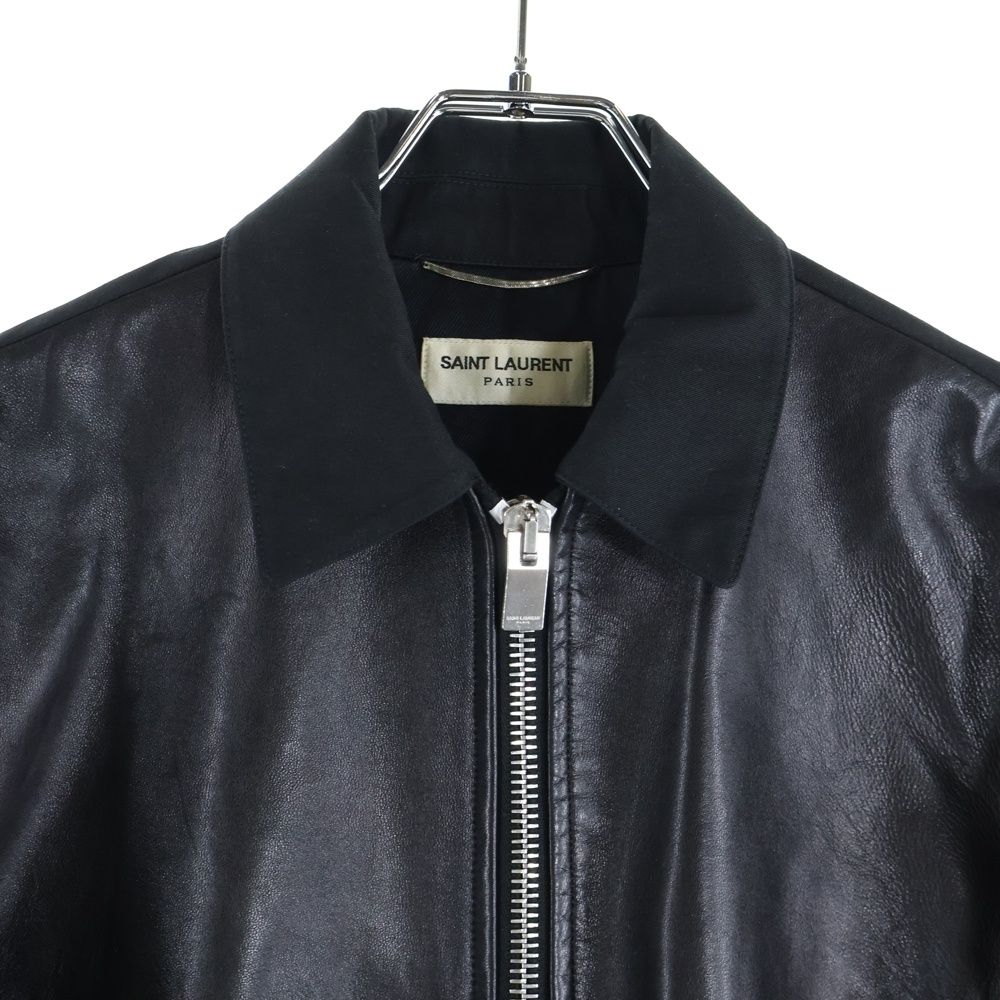13SS エディ期 レザー切り替えジップアップジャケット サンローラン 44 SAINT LAURENT PARIS (サンローランパリ) 13SS エディ期 レザー