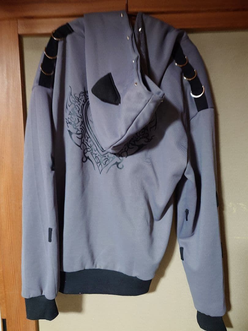 猫耳 パーカー パンク 地雷系 オーバーサイズ 病みかわ グレー 安全