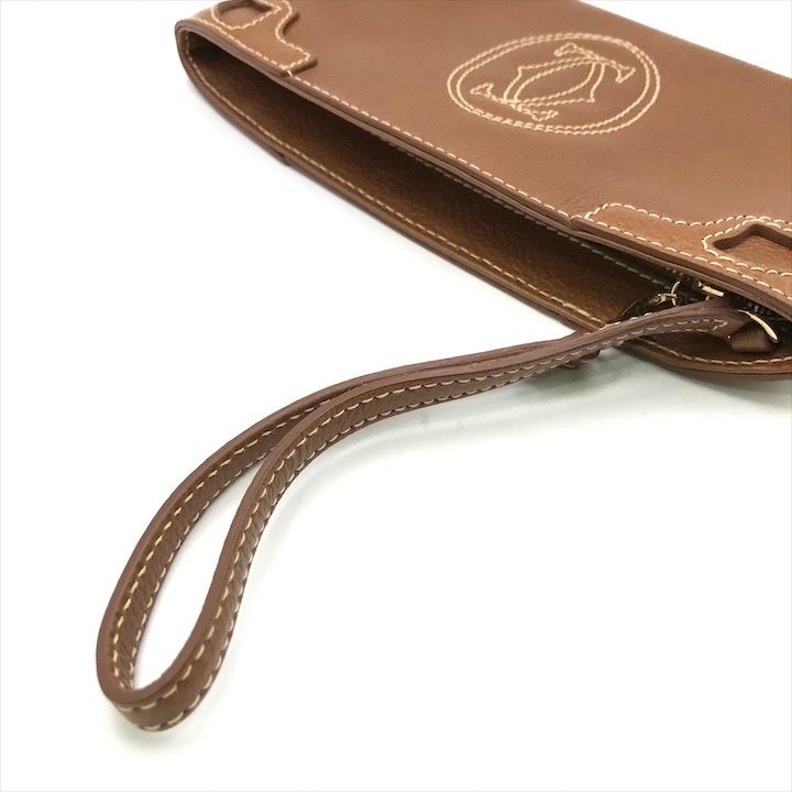 Cartier カルティエ ポーチ 小物入れ ベージュ レディース ブランド Cartier（カルティエ） 美品 マスト ドゥ ポーチ SM ベージュ